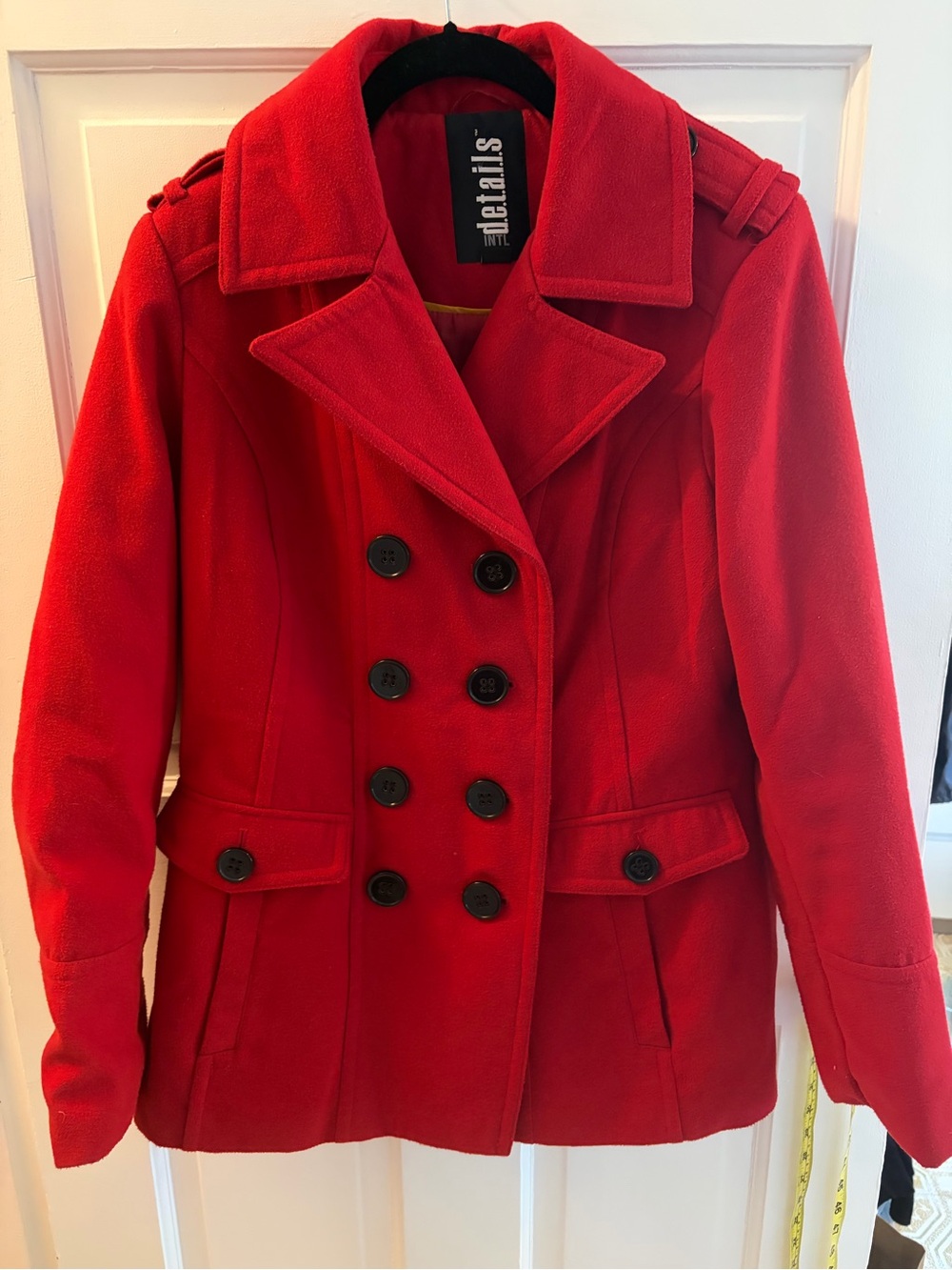 Women’s Cherry Red Double-Breasted Peacoat